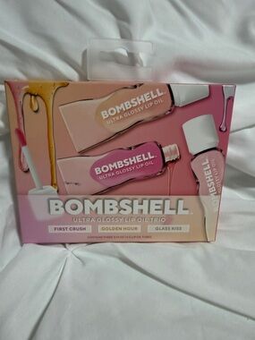 Bombshell Ultra Glossy Lip Oil Trio – Pink, Peach & Gold Tones
